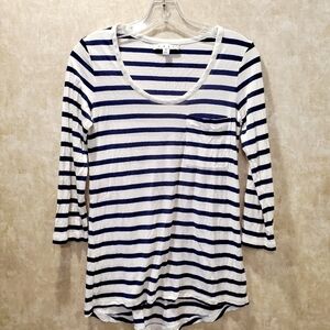 Anthropologie Cabi Navy & White Striped Tee